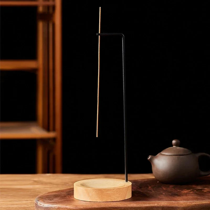 Upside Down Incense Burner | Wooden Round Incense Stick Holder & Tray