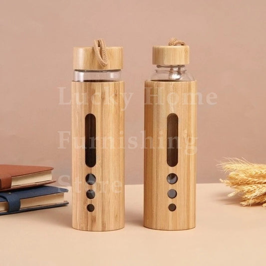 550ml Borosilicate Glass Water Bottle | Bamboo Sleeve Eco-Friendly Reusable Travel Drinkware