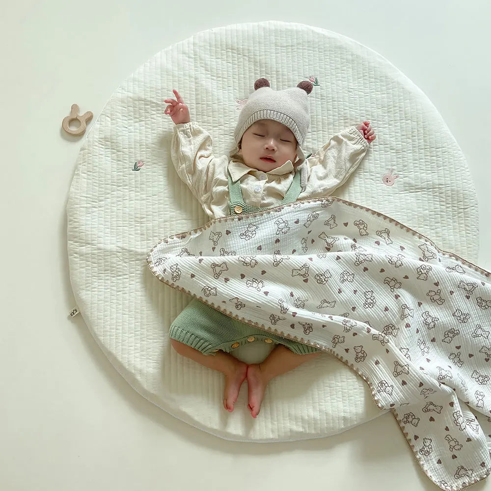 1PCS Nordic Style Baby Cotton Blanket Round Shape Crawling  Newborn Baby Room Carpet Decoration
