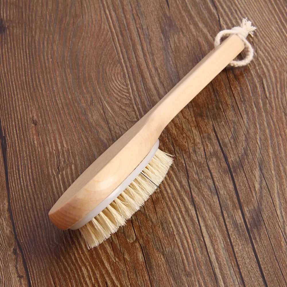 Dry Body Brush | Natural Bristle Wood Back Brush for Exfoliation, Circulation & Cellulite