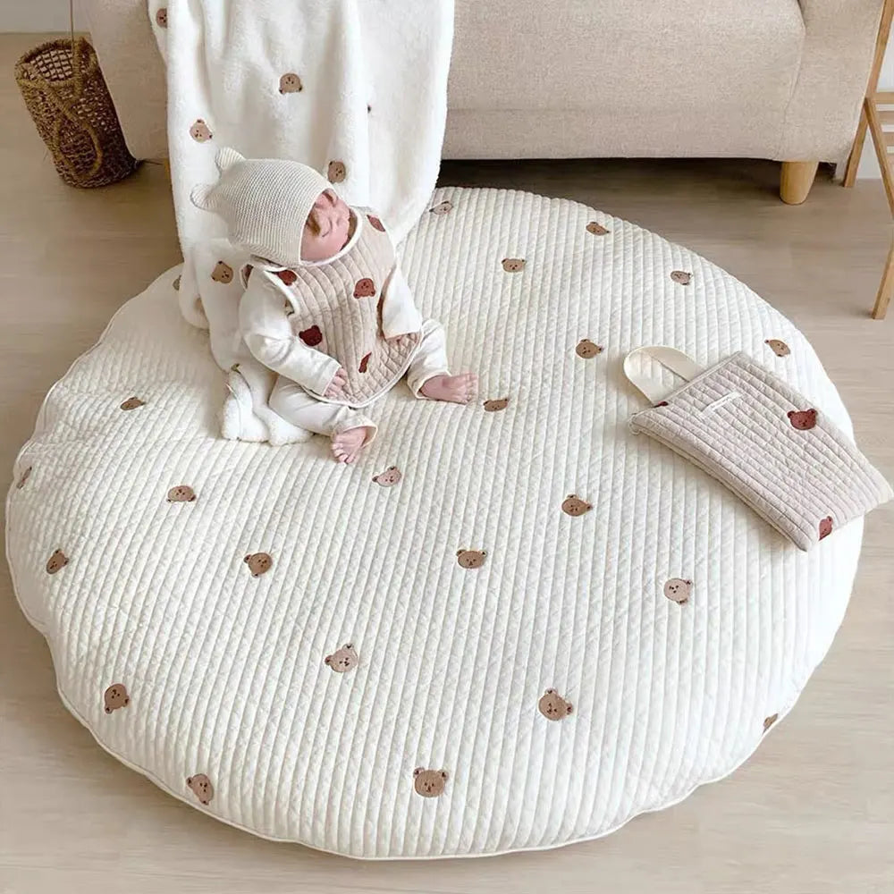 1PCS Nordic Style Baby Cotton Blanket Round Shape Crawling  Newborn Baby Room Carpet Decoration