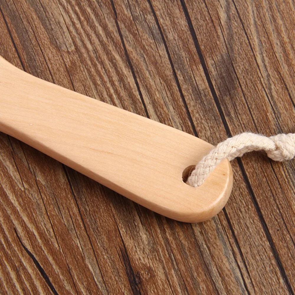 Dry Body Brush | Natural Bristle Wood Back Brush for Exfoliation, Circulation & Cellulite