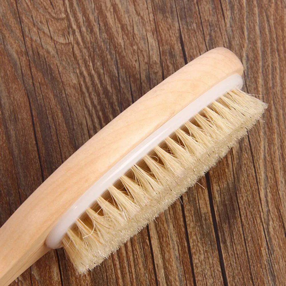 Dry Body Brush | Natural Bristle Wood Back Brush for Exfoliation, Circulation & Cellulite