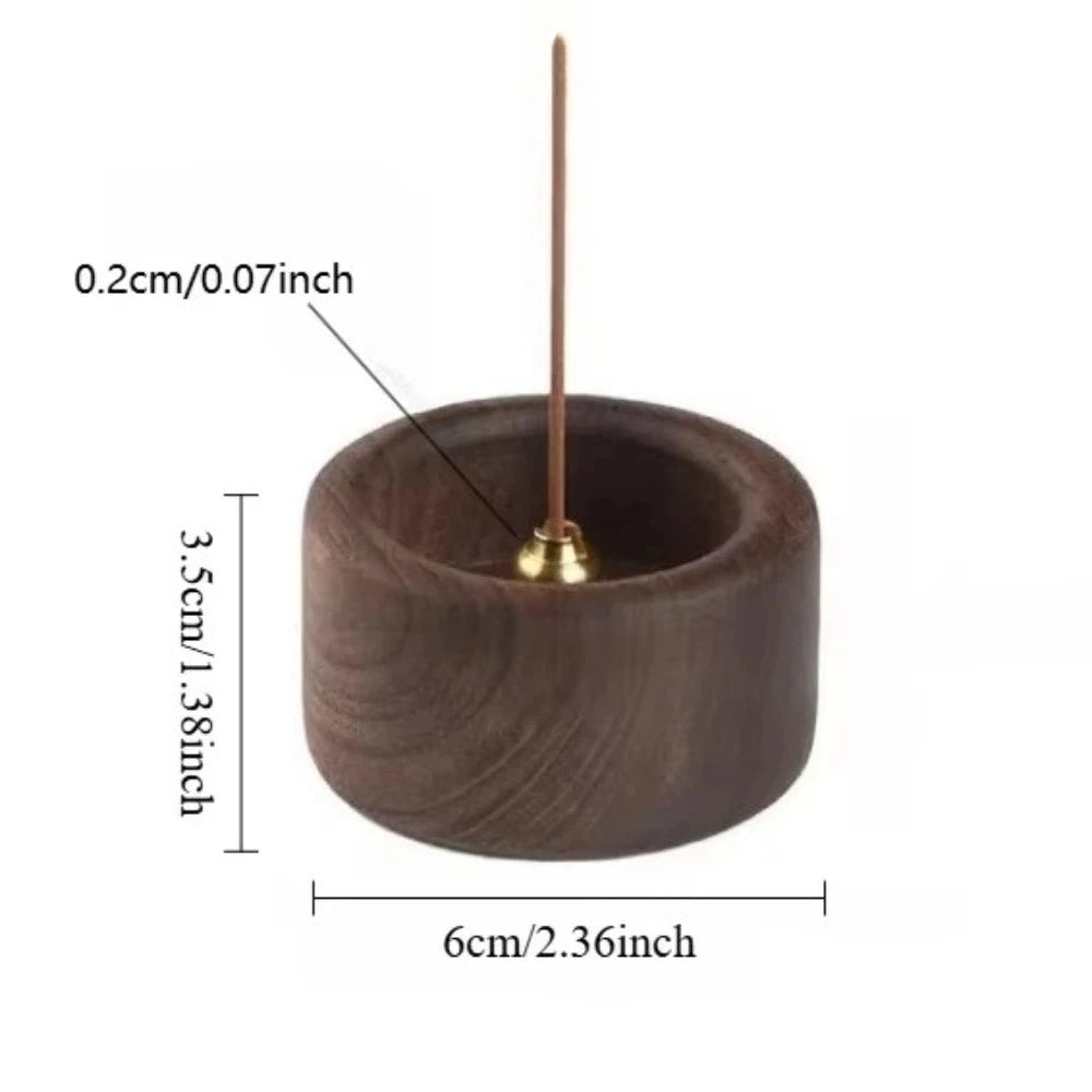Retro Wooden Incense Holder | Round Handmade Incense Stick Burner for Meditation