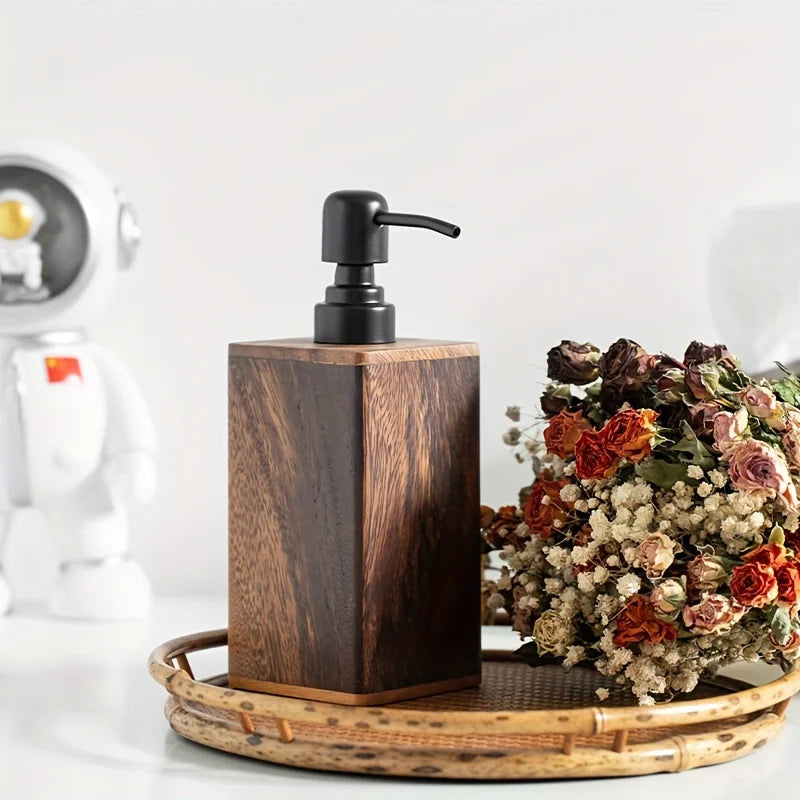 Elegant Wooden Soap Dispenser Hand Sanitizer & Lotion Bathroom Accessory