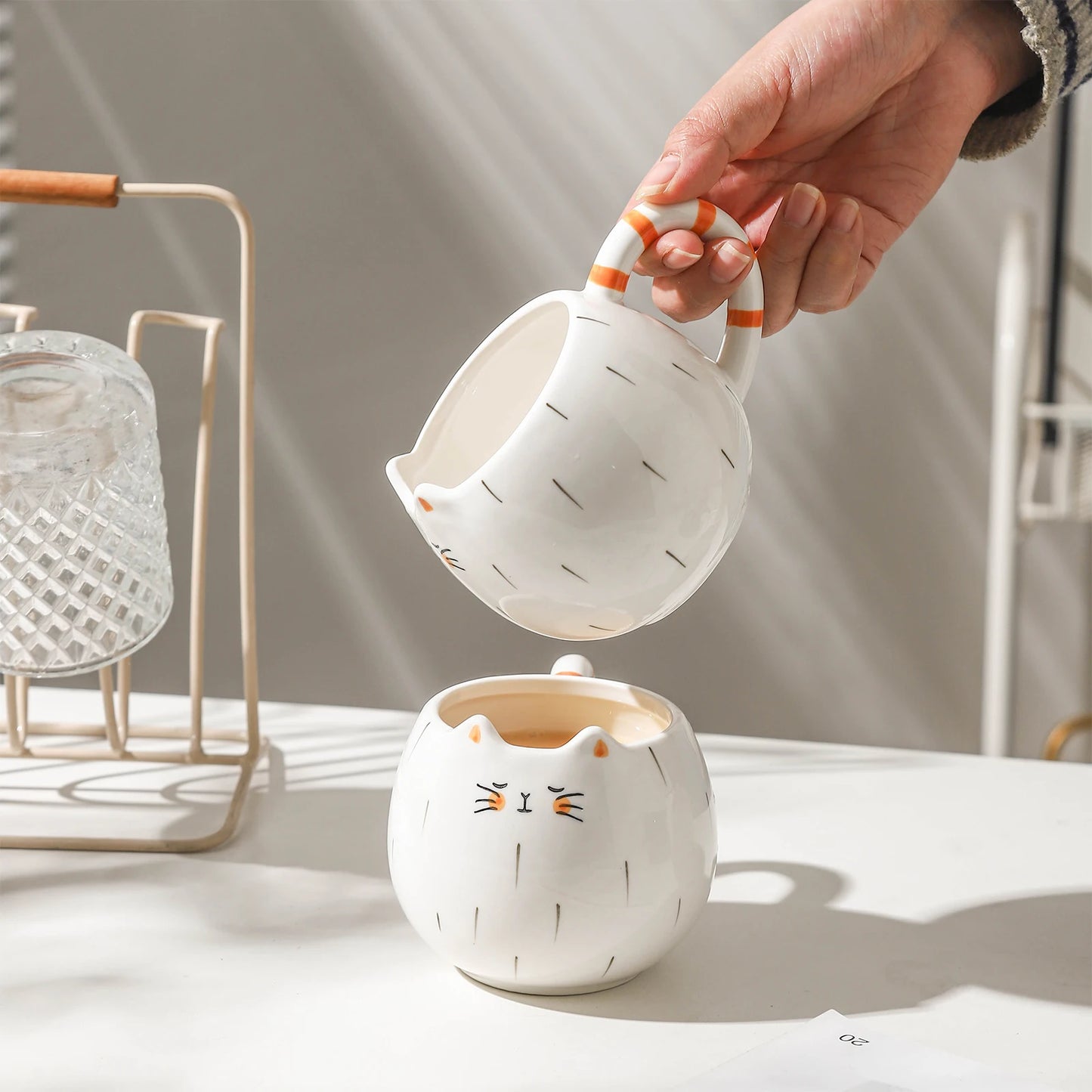 Cute Cat Shaped Ceramic Mug | Afternoon Tea Milk Coffee Cup Home Drinking Set