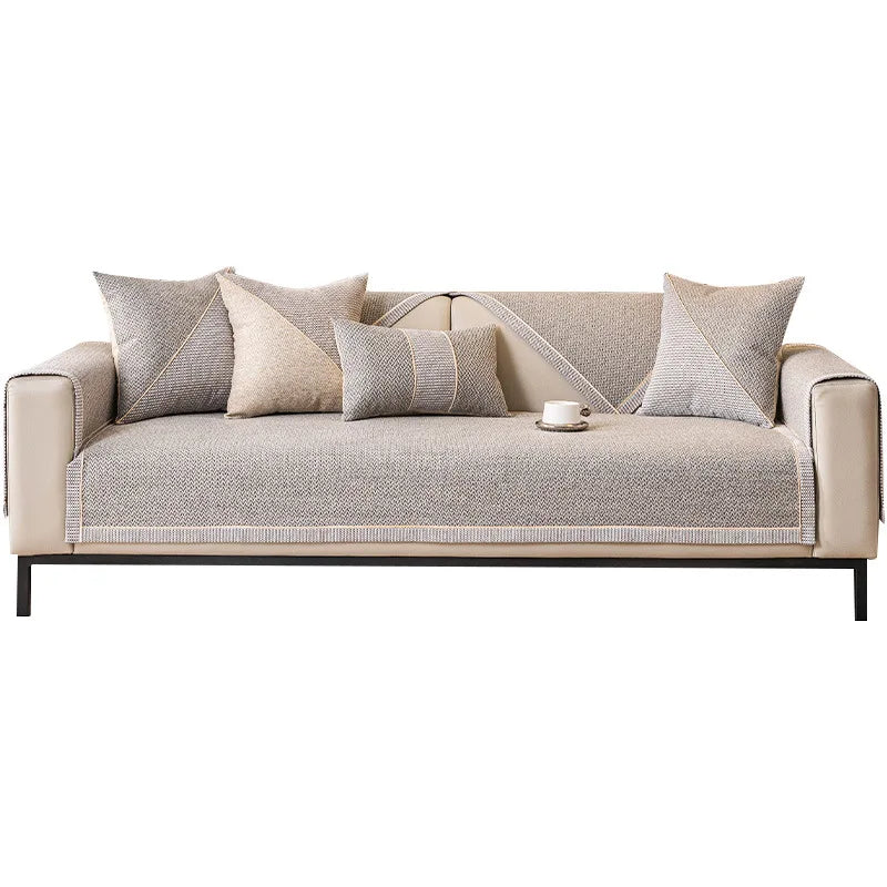 Non-Slip Linen Sofa Cover | All-Season Waterproof Couch Cushion Protector