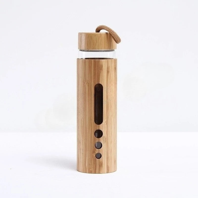 550ml Borosilicate Glass Water Bottle | Bamboo Sleeve Eco-Friendly Reusable Travel Drinkware