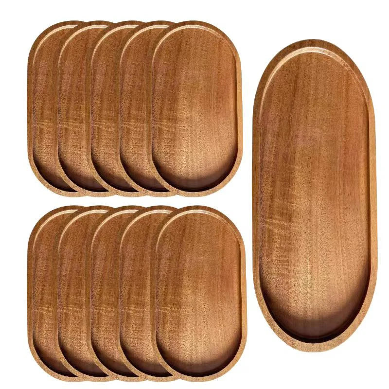 Solid Wood Food Serving Tray | Natural Wooden Tray for Kitchen, Dining & Home Décor