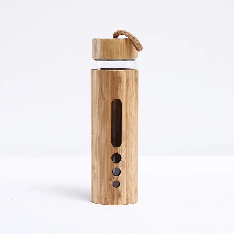 550ml Borosilicate Glass Water Bottle | Bamboo Sleeve Eco-Friendly Reusable Travel Drinkware