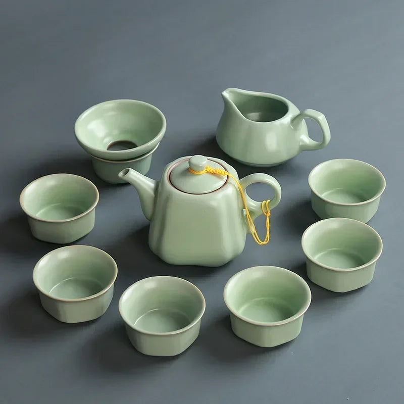Premium Ceramic Tea Set | Coloured Glaze Teaware Gift Box for 6 | Business & Home Gifting