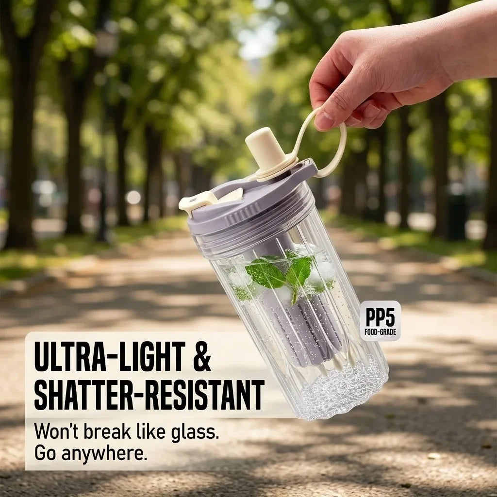 Reusable Kids Water Bottle with Straw & Strainer | Sealed Leak-Proof Drinking Cup