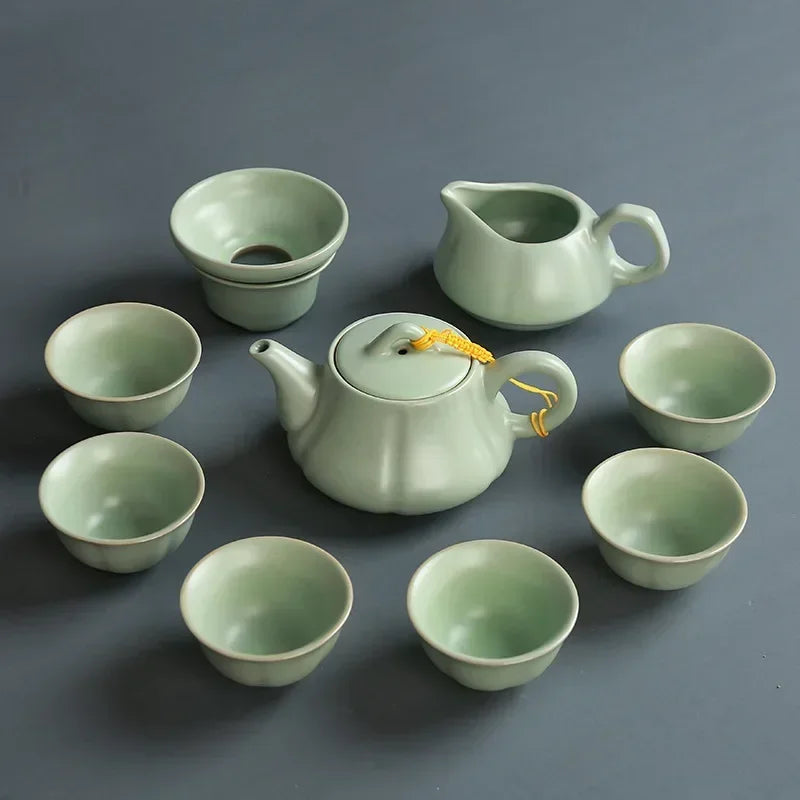 Premium Ceramic Tea Set | Coloured Glaze Teaware Gift Box for 6 | Business & Home Gifting