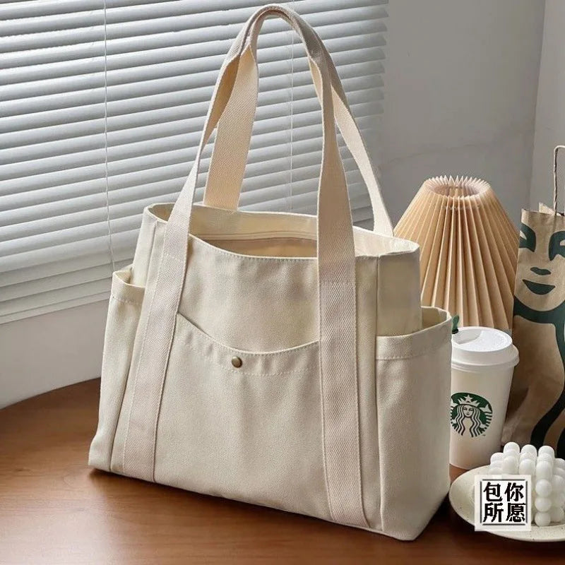 Large Capacity Canvas Tote Bags for Work Commuting Carrying Bag