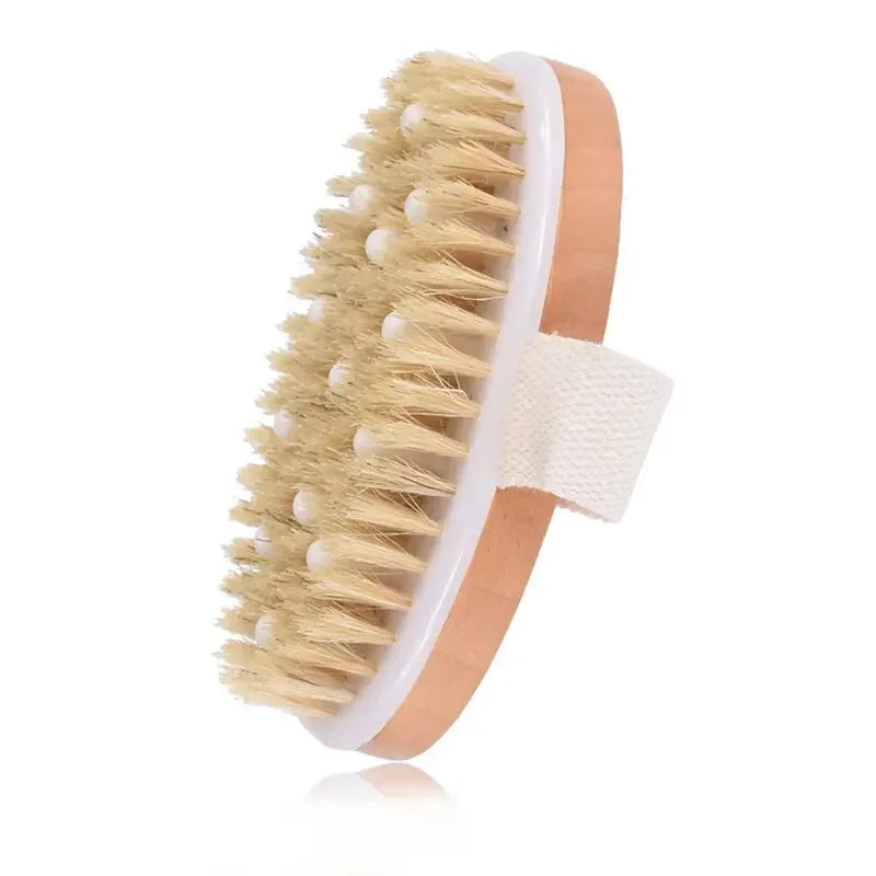 Dry Body Brush | Natural Bristle Wood Back Brush for Exfoliation, Circulation & Cellulite