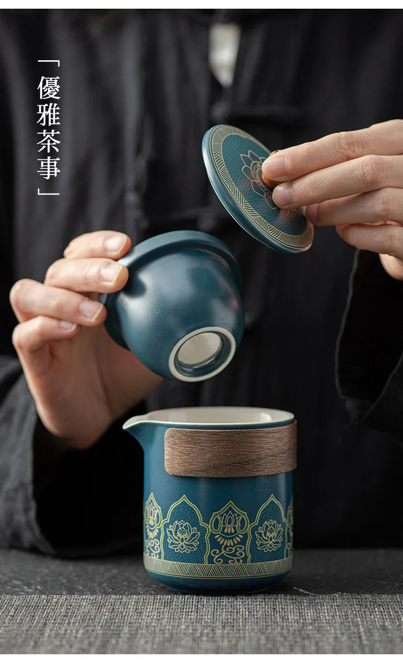 Portable Tea Ceremony Set | 1 Pot 4 Cups Travel Gift Box for Outdoor & Home