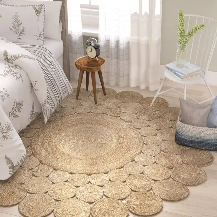 Handcrafted Bohemian Water Hyacinth Rug | Eco-Friendly Non-Slip Natural Interior Rug