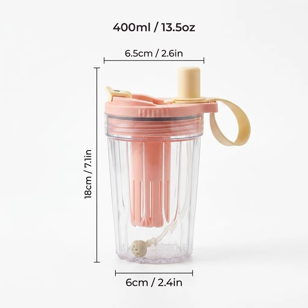 Reusable Kids Water Bottle with Straw & Strainer | Sealed Leak-Proof Drinking Cup