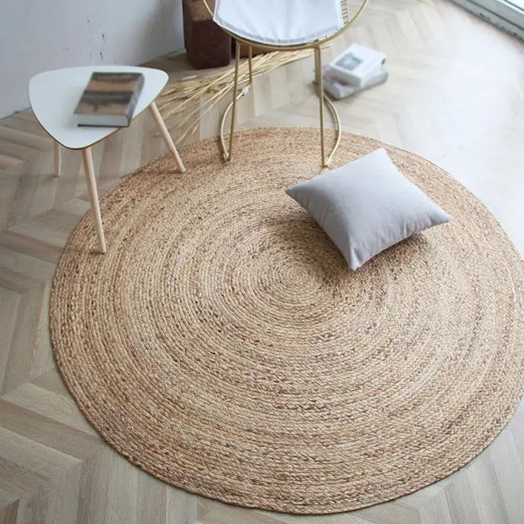 Handcrafted Bohemian Water Hyacinth Rug | Eco-Friendly Non-Slip Natural Interior Rug