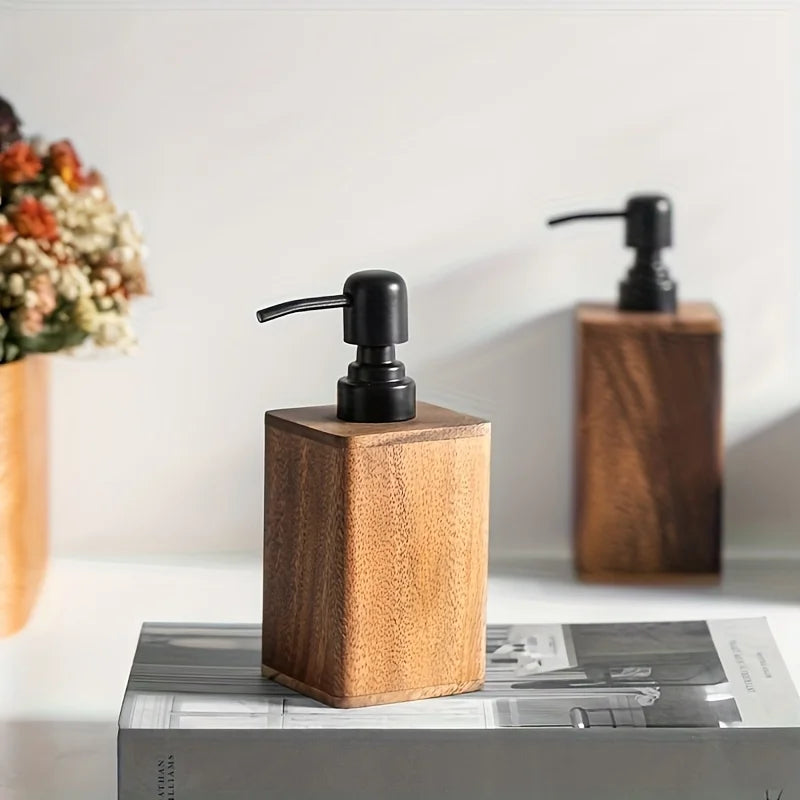 Elegant Wooden Soap Dispenser Hand Sanitizer & Lotion Bathroom Accessory