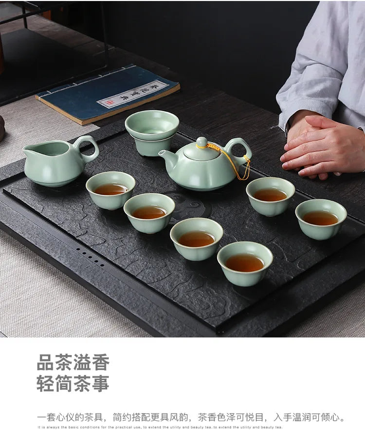 Premium Ceramic Tea Set | Coloured Glaze Teaware Gift Box for 6 | Business & Home Gifting