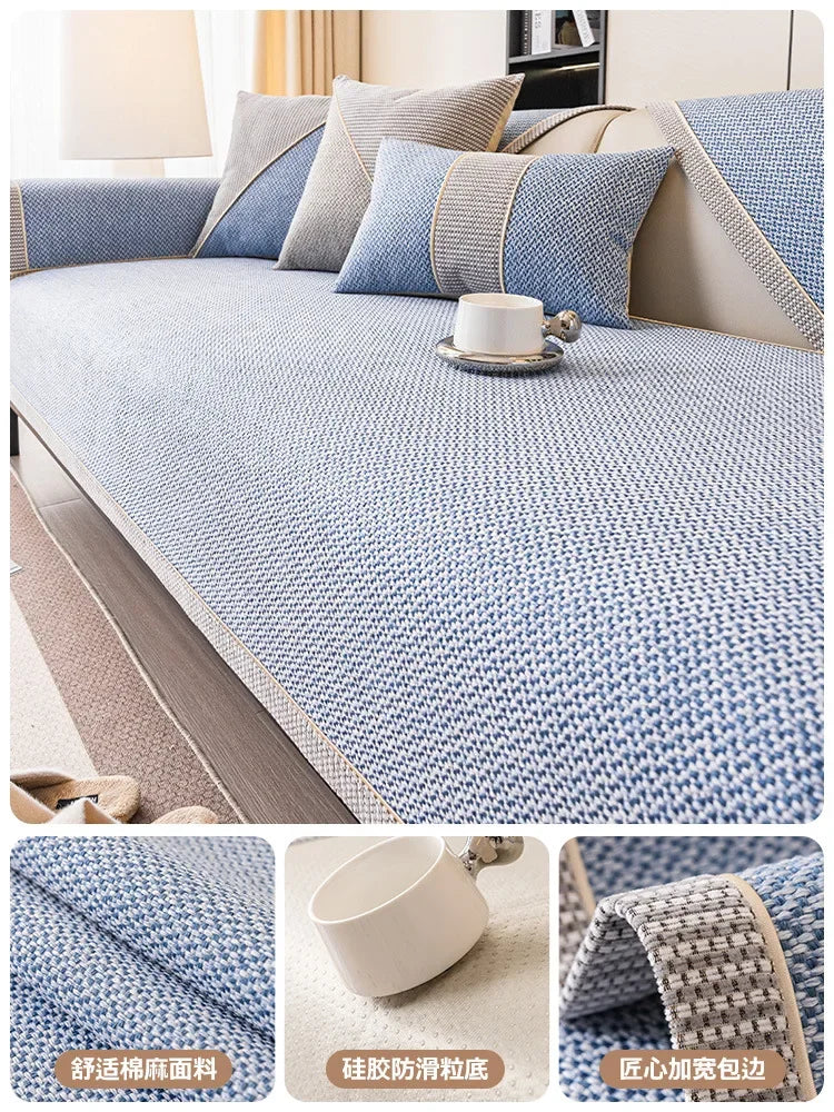 Non-Slip Linen Sofa Cover | All-Season Waterproof Couch Cushion Protector
