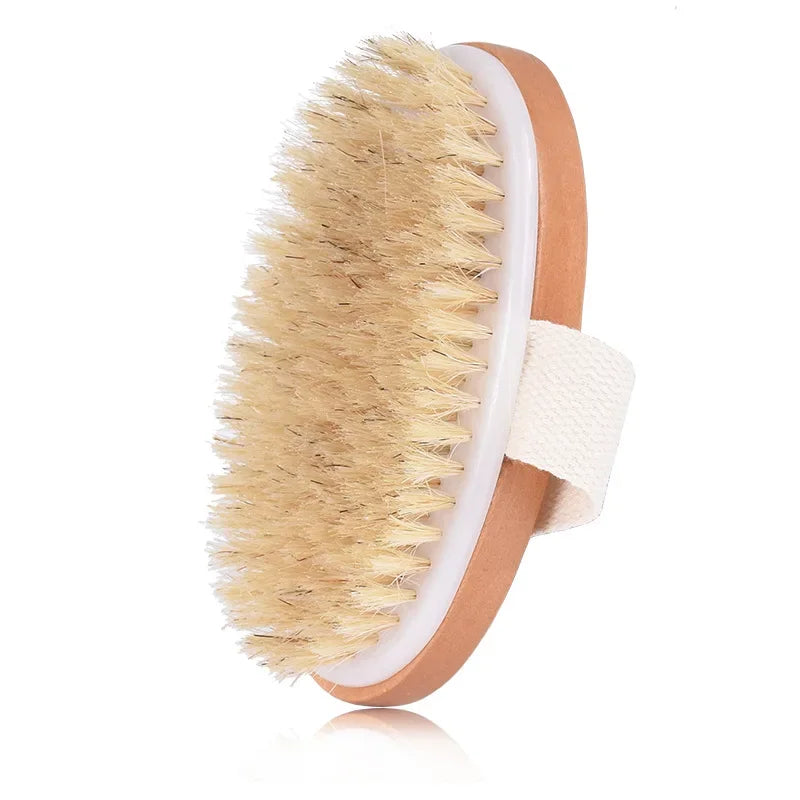 Dry Body Brush | Natural Bristle Wood Back Brush for Exfoliation, Circulation & Cellulite