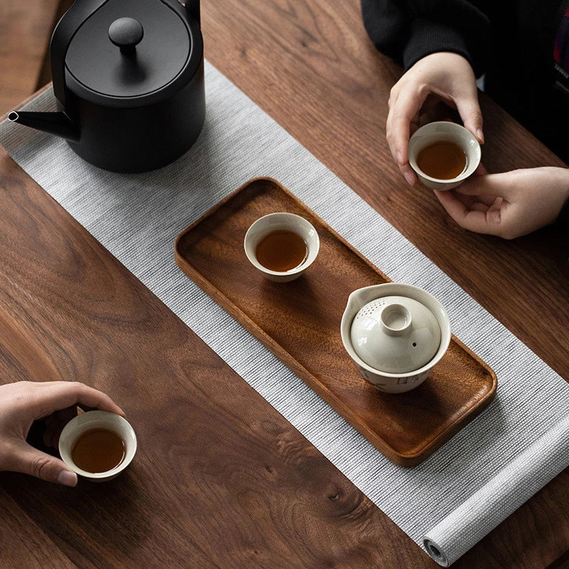Solid Wood Food Serving Tray | Natural Wooden Tray for Kitchen, Dining & Home Décor