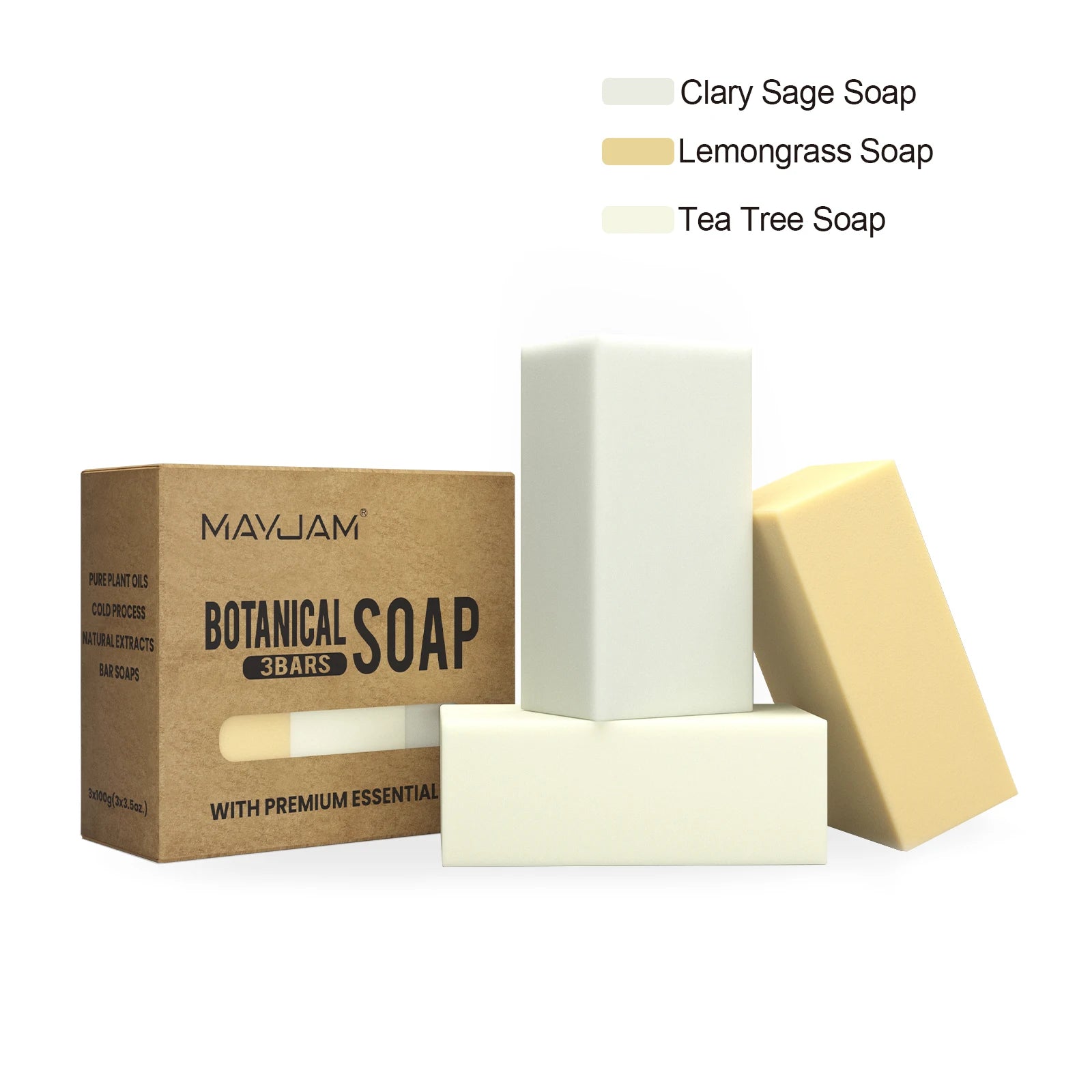 Handmade Essential Oil Soap Gift Set | 3-Pack Chamomile, Tea Tree, Lemongrass & Frankincense