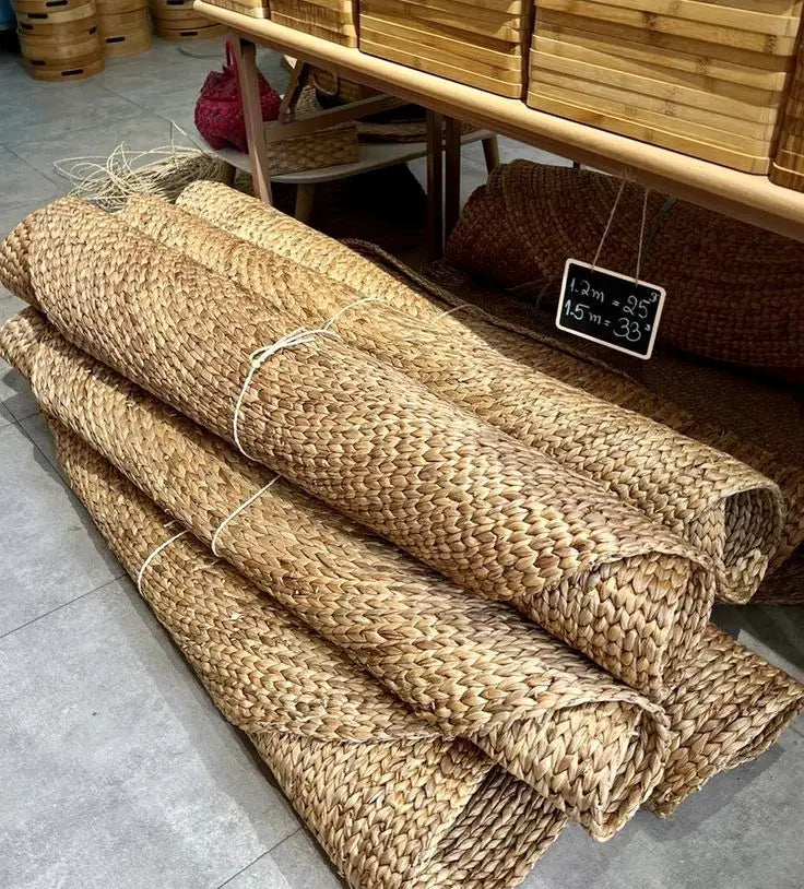 Handcrafted Bohemian Water Hyacinth Rug | Eco-Friendly Non-Slip Natural Interior Rug