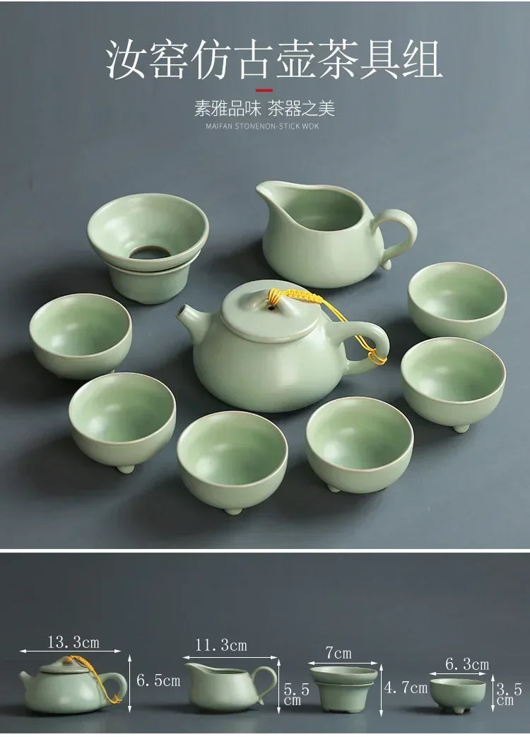 Premium Ceramic Tea Set | Coloured Glaze Teaware Gift Box for 6 | Business & Home Gifting