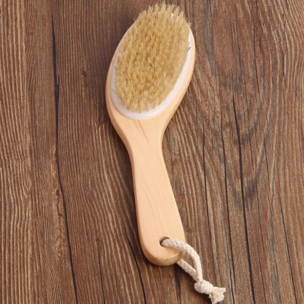 Dry Body Brush | Natural Bristle Wood Back Brush for Exfoliation, Circulation & Cellulite