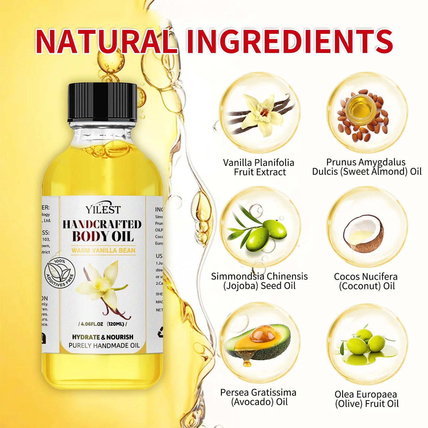 120ml Body Massage Oil | Relaxing Plant Essential Oil for Stress Relief, Muscle Nourishment & Spa