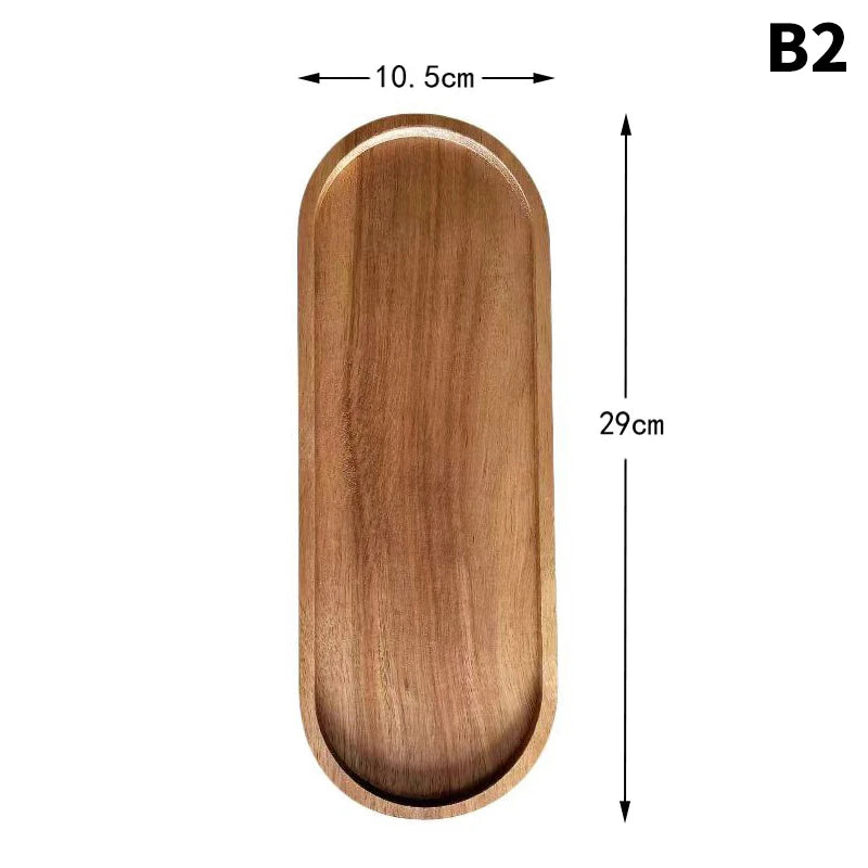 Solid Wood Food Serving Tray | Natural Wooden Tray for Kitchen, Dining & Home Décor