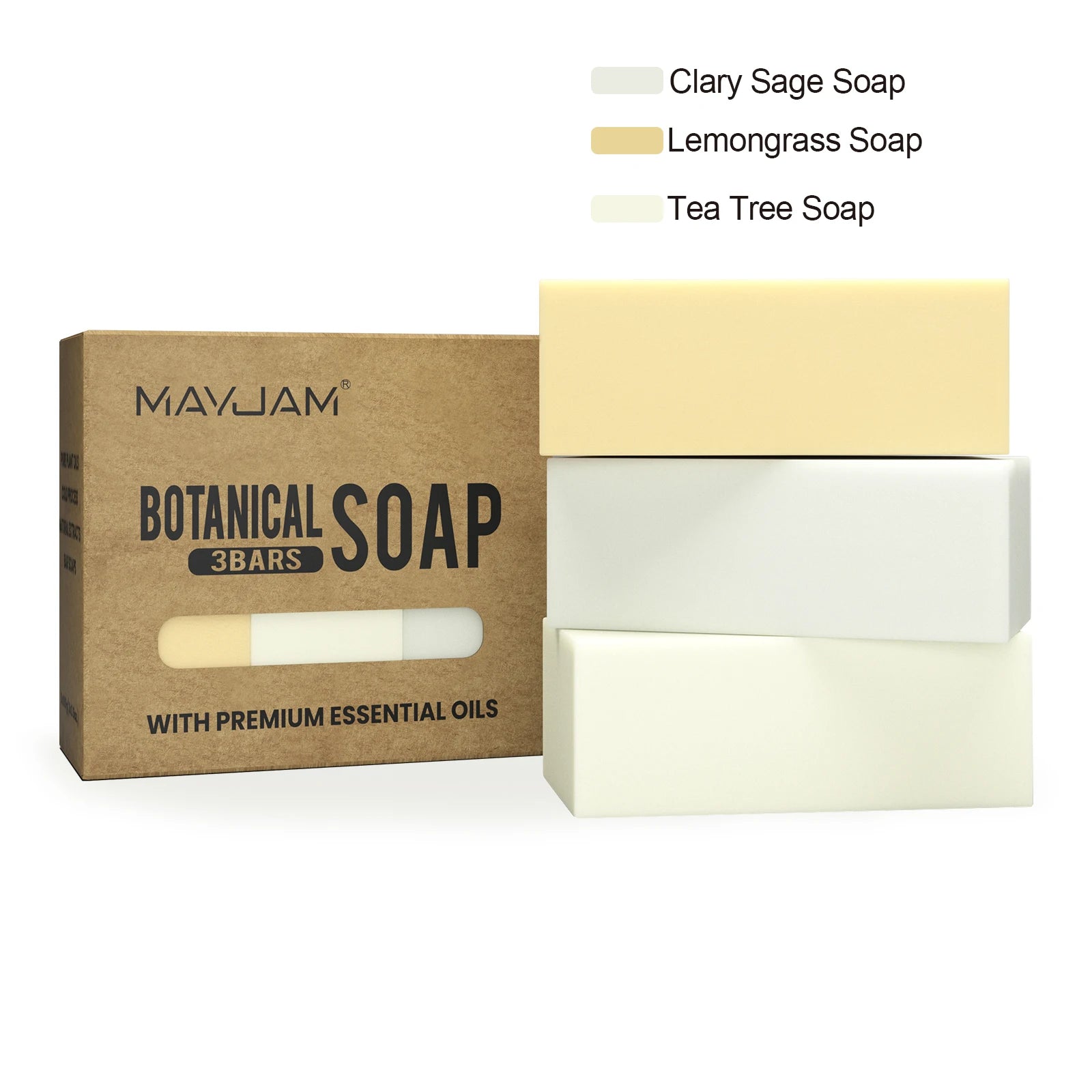 Handmade Essential Oil Soap Gift Set | 3-Pack Chamomile, Tea Tree, Lemongrass & Frankincense
