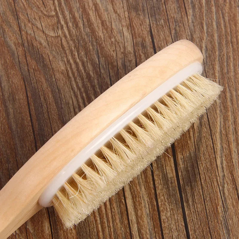 Dry Body Brush | Natural Bristle Wood Back Brush for Exfoliation, Circulation & Cellulite