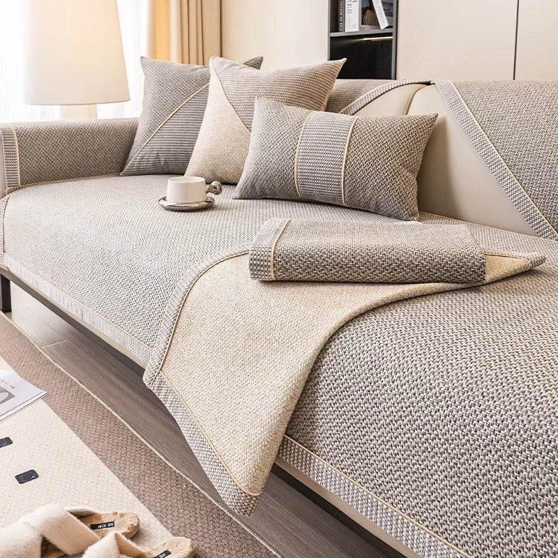 Non-Slip Linen Sofa Cover | All-Season Waterproof Couch Cushion Protector