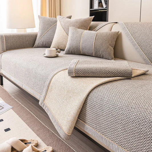 Non-Slip Linen Sofa Cover | All-Season Waterproof Couch Cushion Protector