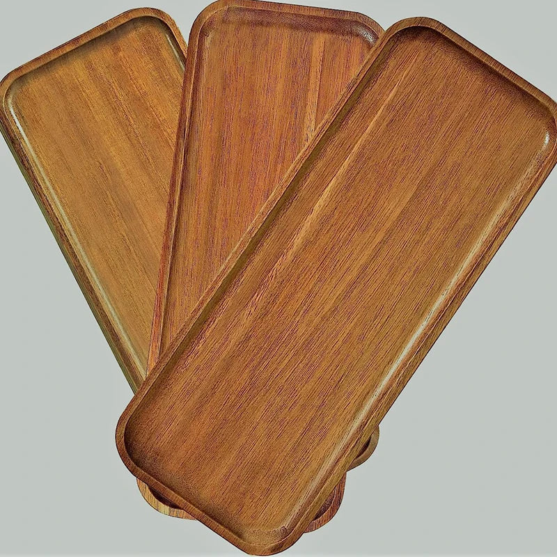Solid Wood Food Serving Tray | Natural Wooden Tray for Kitchen, Dining & Home Décor