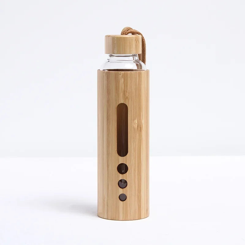 550ml Borosilicate Glass Water Bottle | Bamboo Sleeve Eco-Friendly Reusable Travel Drinkware