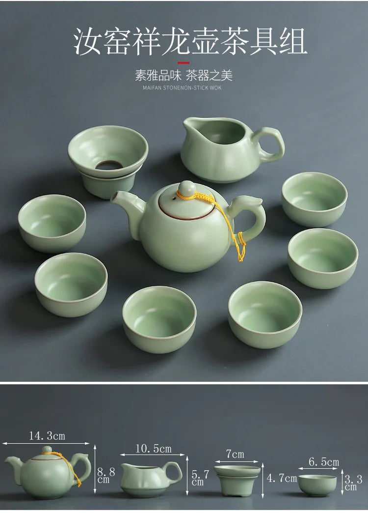 Premium Ceramic Tea Set | Coloured Glaze Teaware Gift Box for 6 | Business & Home Gifting