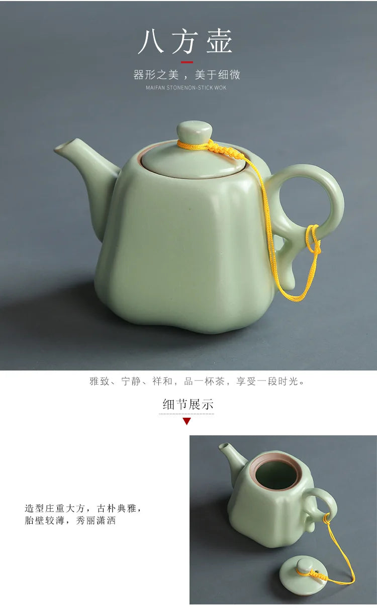 Premium Ceramic Tea Set | Coloured Glaze Teaware Gift Box for 6 | Business & Home Gifting