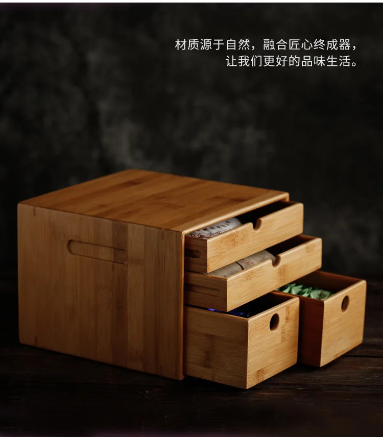Bamboo Tea Storage Box | Multi-Layer Pu-erh Tea Cake Organiser & Tea Leaf Box