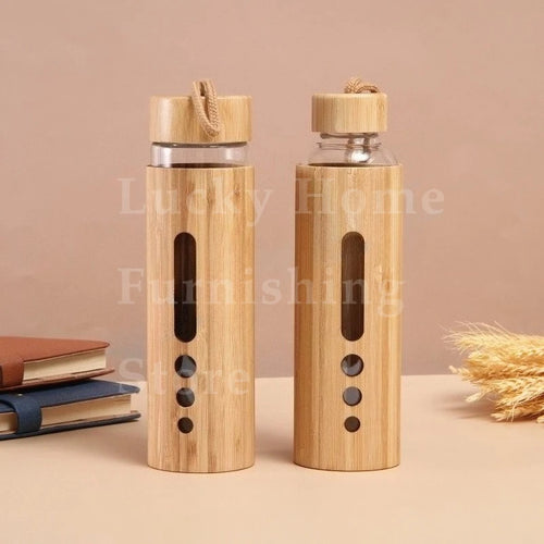 550ml Borosilicate Glass Water Bottle | Bamboo Sleeve Eco-Friendly Reusable Travel Drinkware
