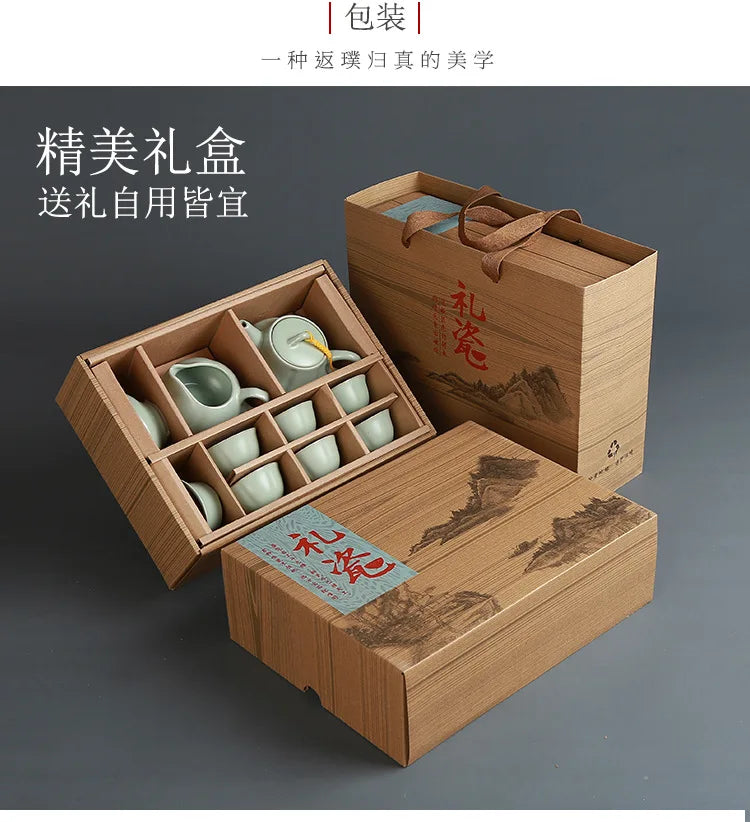 Premium Ceramic Tea Set | Coloured Glaze Teaware Gift Box for 6 | Business & Home Gifting