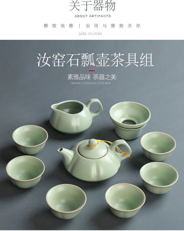 Premium Ceramic Tea Set | Coloured Glaze Teaware Gift Box for 6 | Business & Home Gifting