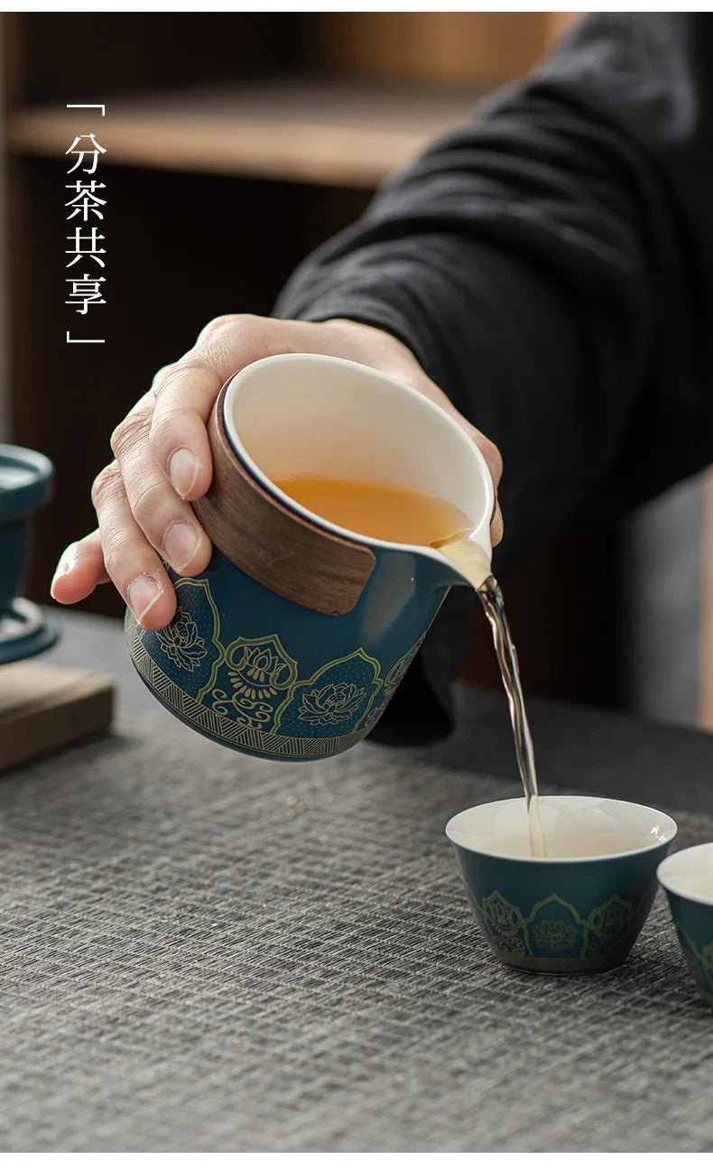 Portable Tea Ceremony Set | 1 Pot 4 Cups Travel Gift Box for Outdoor & Home
