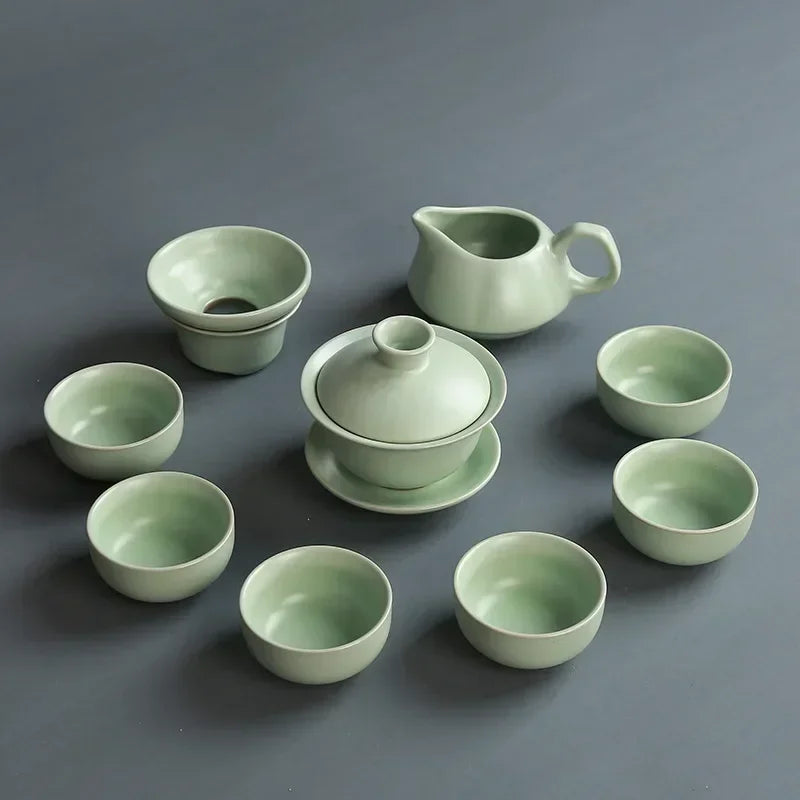 Premium Ceramic Tea Set | Coloured Glaze Teaware Gift Box for 6 | Business & Home Gifting