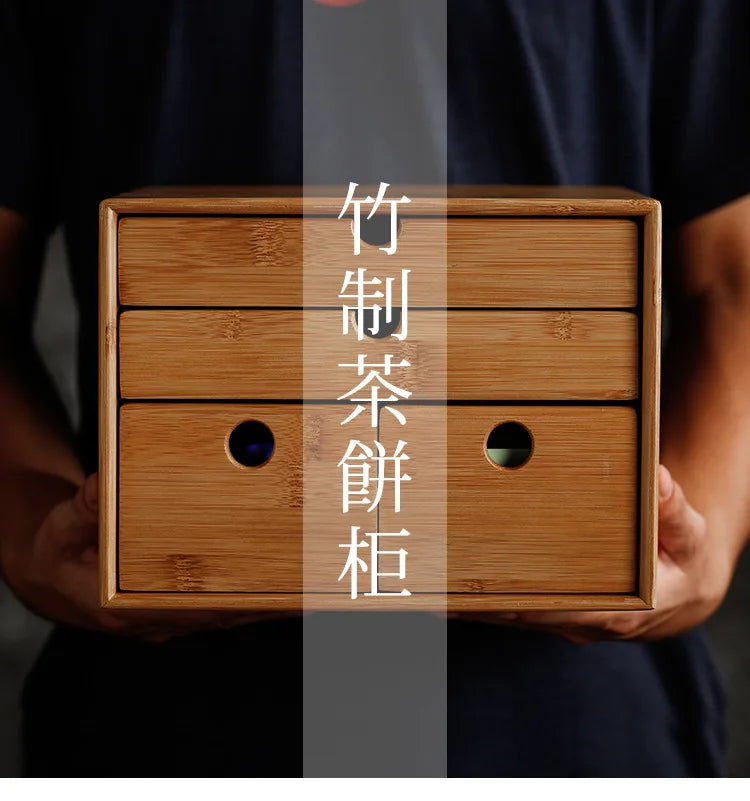 Bamboo Tea Storage Box | Multi-Layer Pu-erh Tea Cake Organiser & Tea Leaf Box