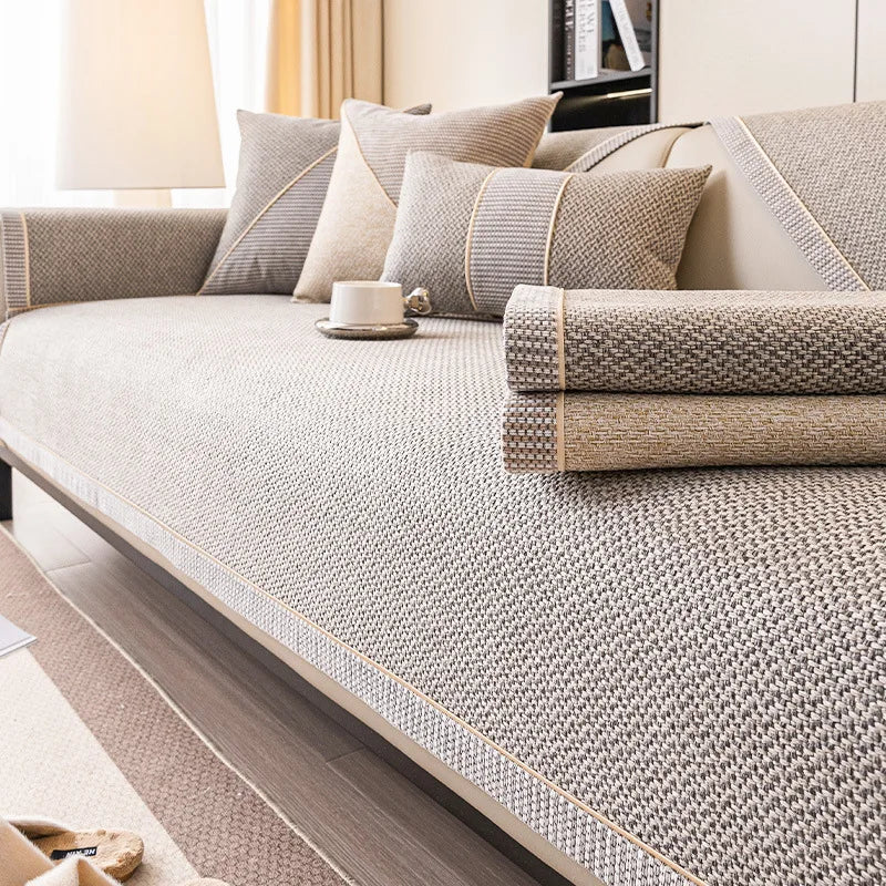 Non-Slip Linen Sofa Cover | All-Season Waterproof Couch Cushion Protector